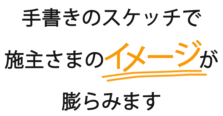 手書きのスケッチで施主様のイメージが膨らみます